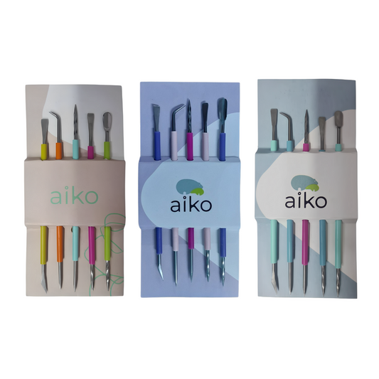 KIT C/ 5 ESPÁTULAS DE CUTÍCULA AÇO INOXIDÁVEL- AIKO