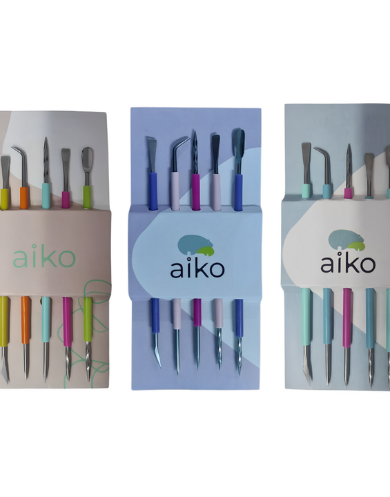 KIT C/ 5 ESPÁTULAS DE CUTÍCULA AÇO INOXIDÁVEL- AIKO