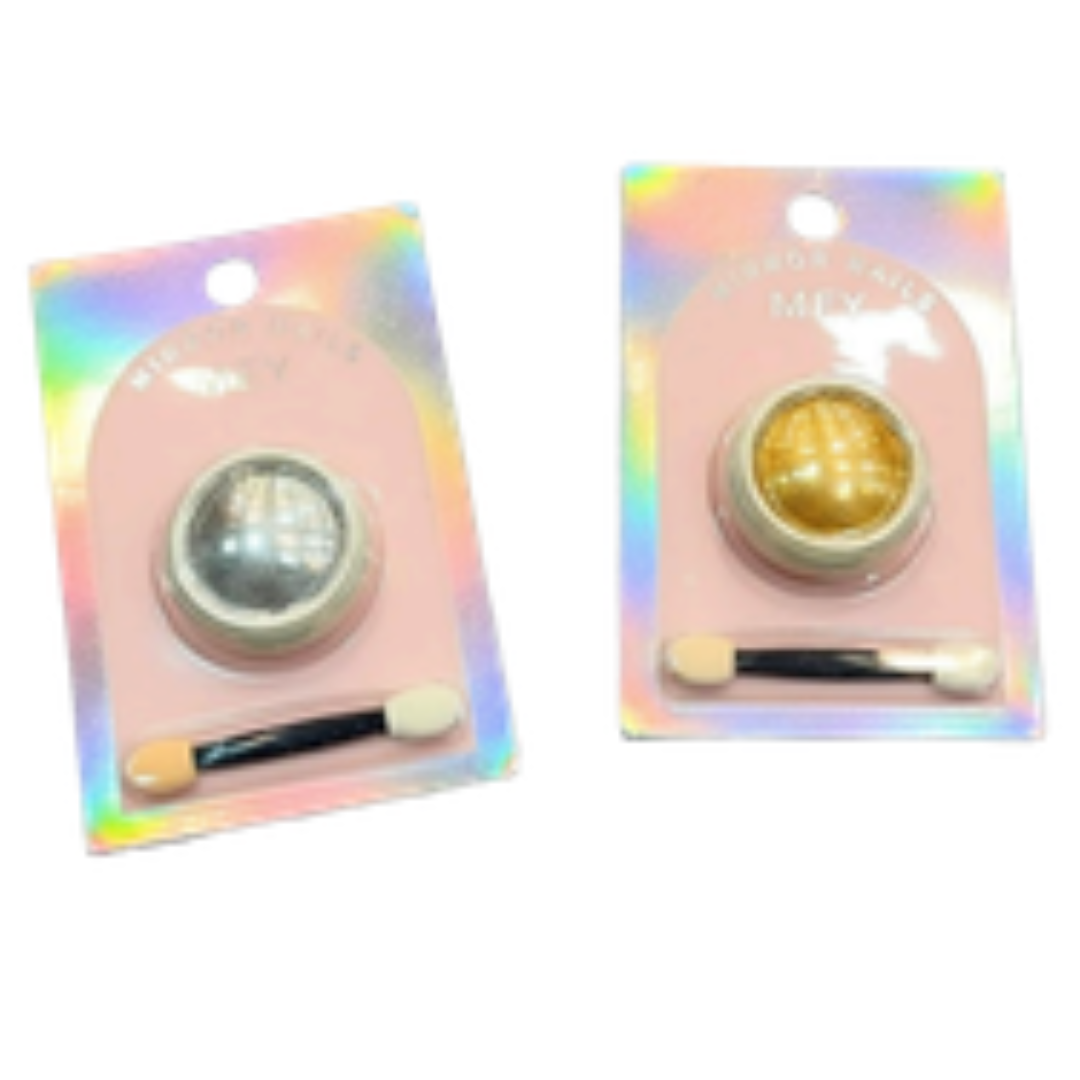 PÓ CROMO HOLOGRÁFICO DOURADO E PRATA CAIXA COM 12